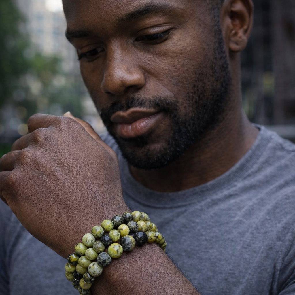 Verdant Sentinel Grass Yellow Stone Bracelet