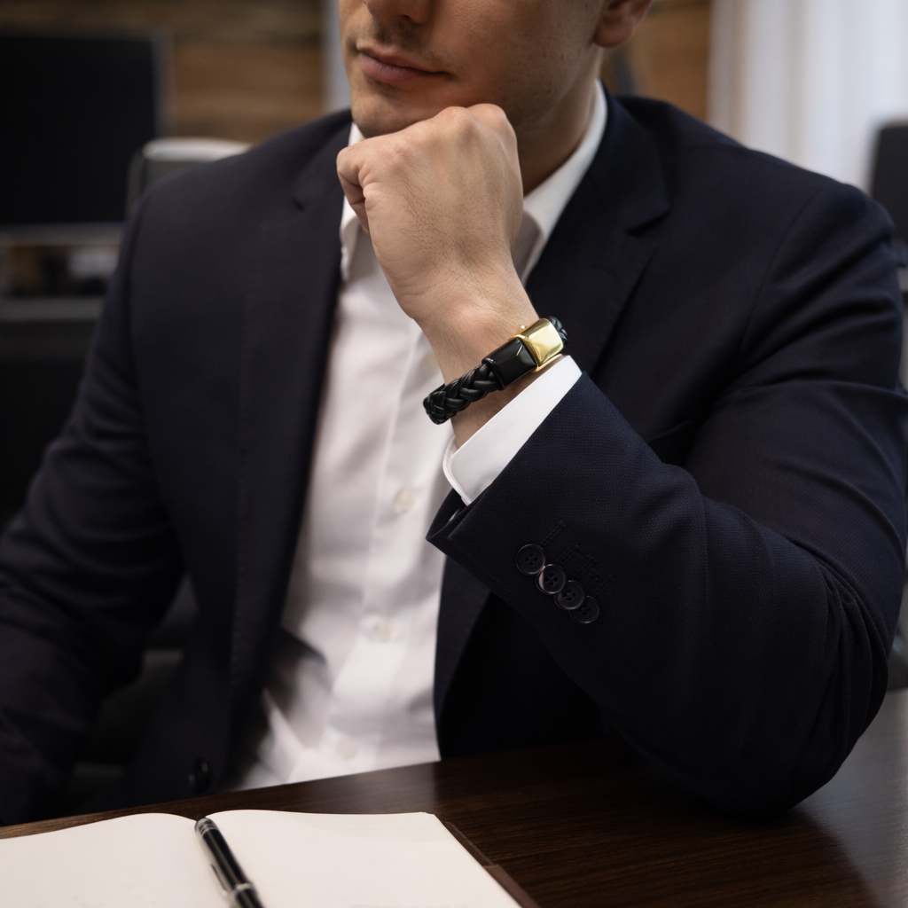 Aurelius Noir Leather Bracelet