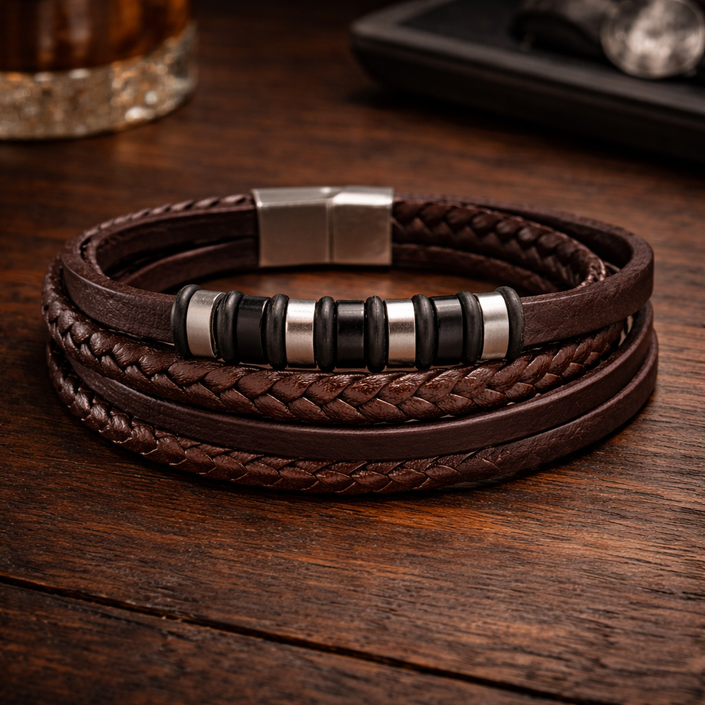 Sentinel Four-Strand Leather Bracelet