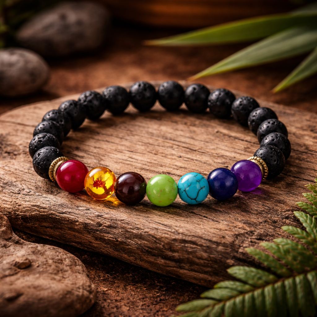 Aether Seven Chakra Lava Bracelet