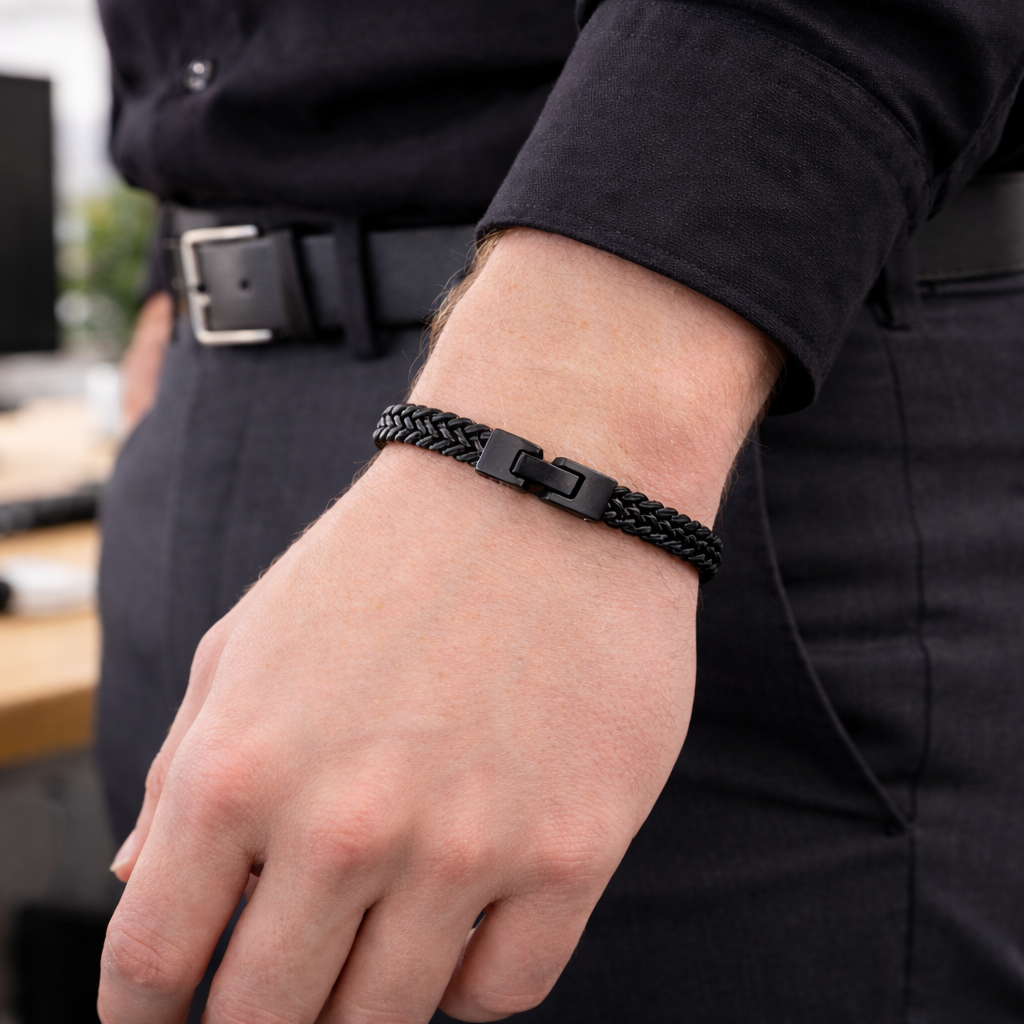 Obsidian Weave Duo Bracelet