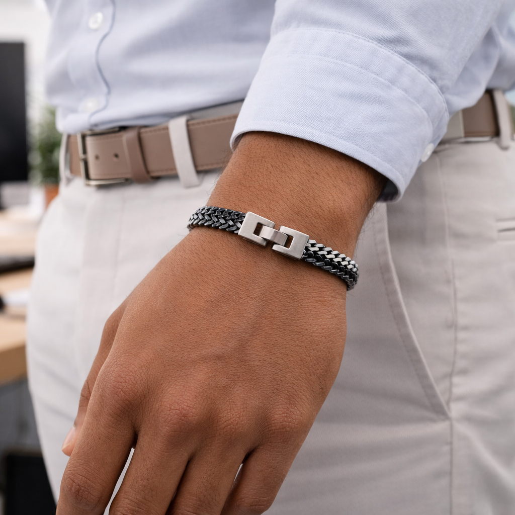 Obsidian Weave Duo Bracelet