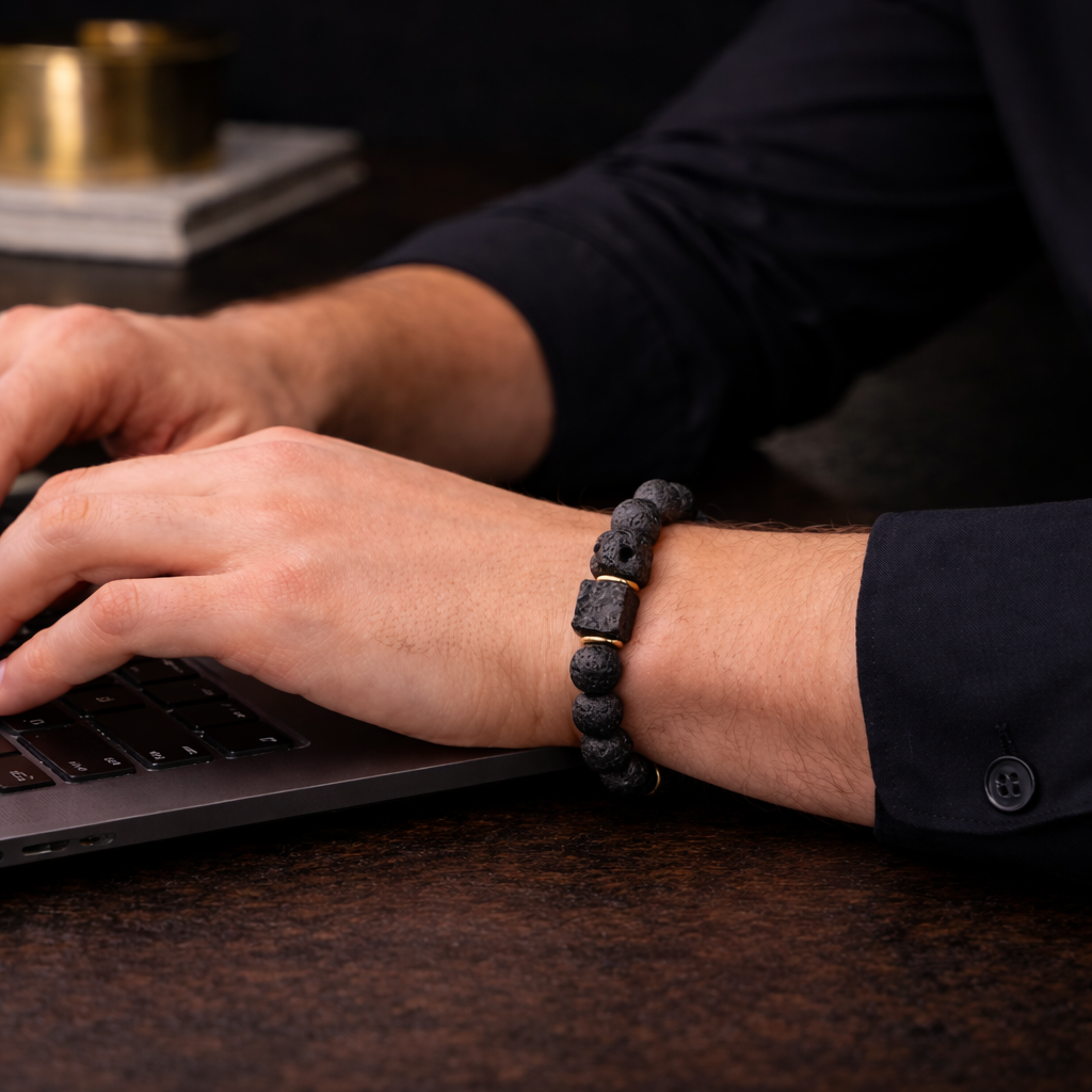 Obsidian Core Lava Bracelet
