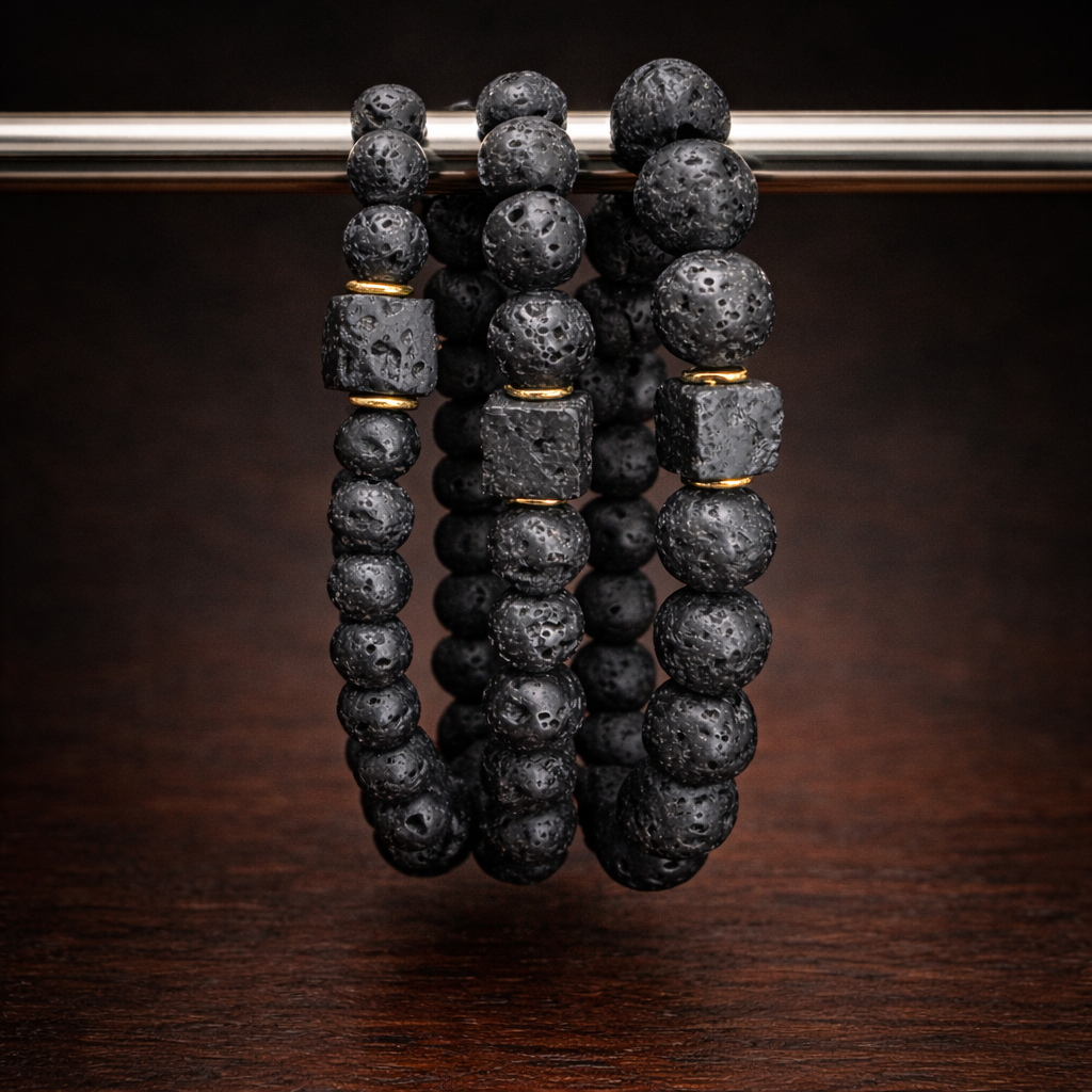 Obsidian Core Lava Bracelet