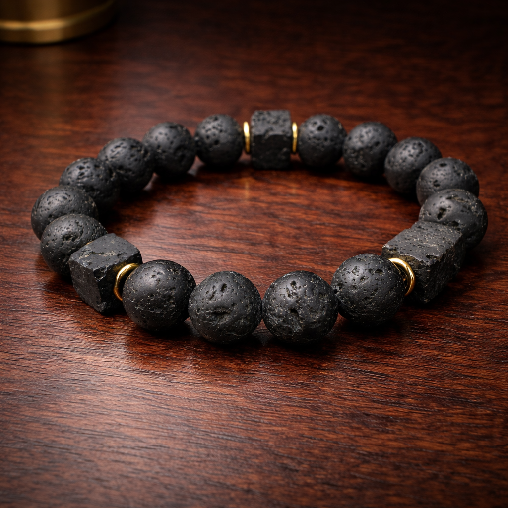 Obsidian Core Lava Bracelet