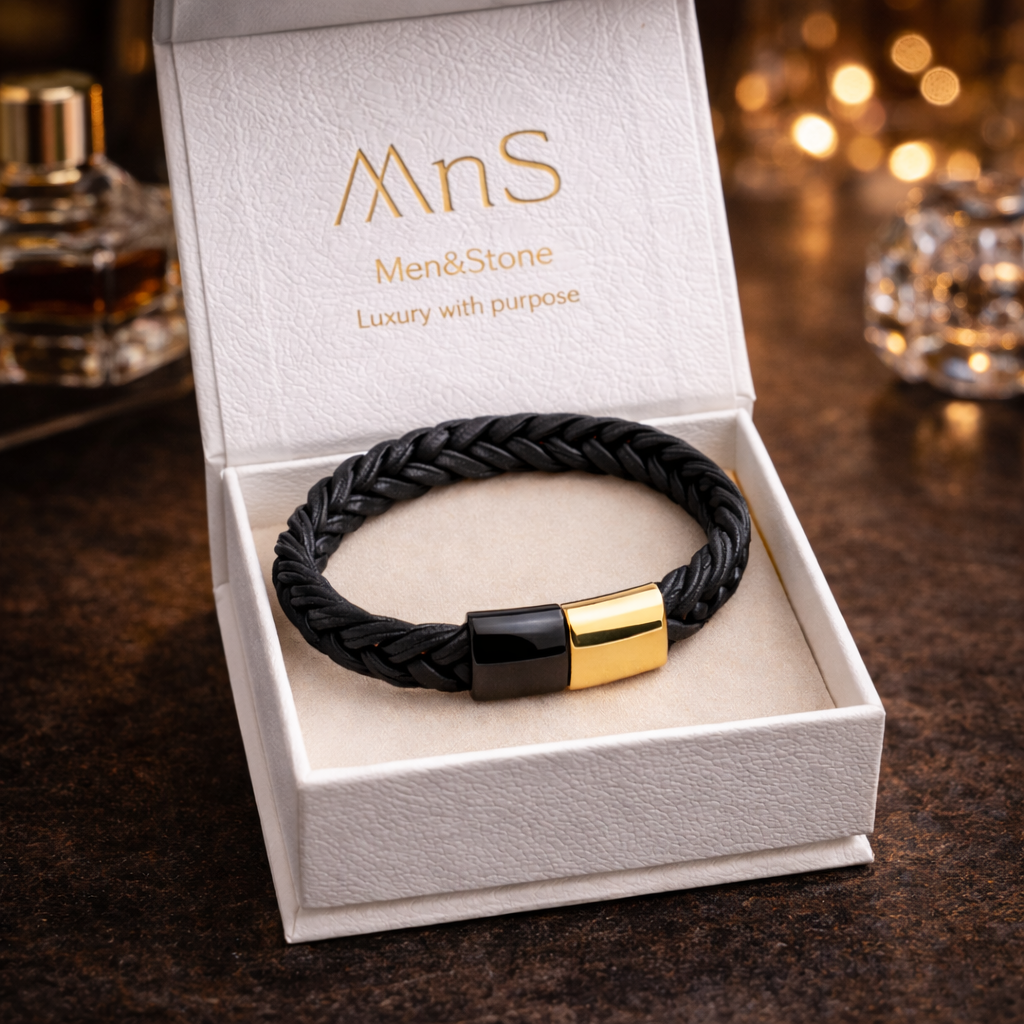 Aurelius Noir Leather Bracelet