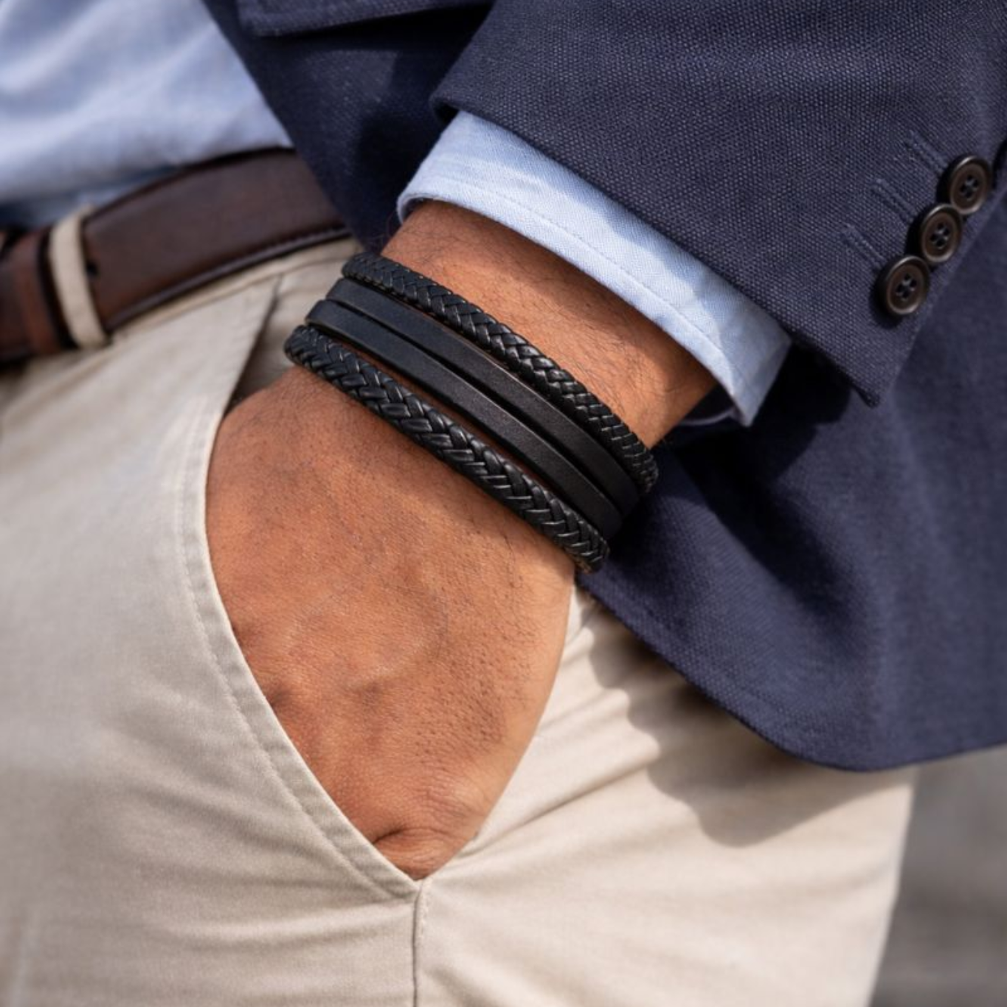 Obsidian Forge Leather Bracelet